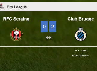 Club Brugge surprises RFC Seraing with a 2-0 win