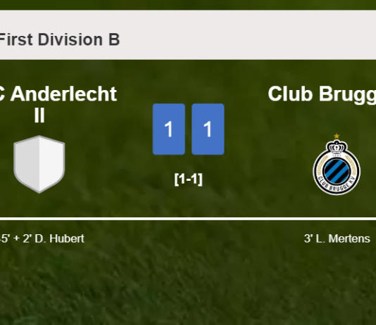 RSC Anderlecht II and Club Brugge II draw 1-1 on Saturday