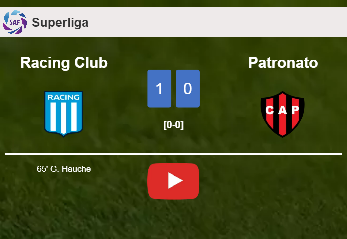 Racing Club prevails over Patronato 1-0 with a goal scored by G. Hauche. HIGHLIGHTS