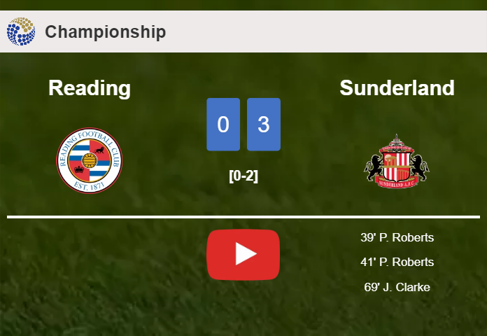 Sunderland prevails over Reading 3-0. HIGHLIGHTS