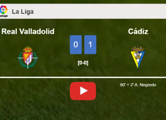 Cádiz overcomes Real Valladolid 1-0 with a late goal scored by A. Negredo. HIGHLIGHTS