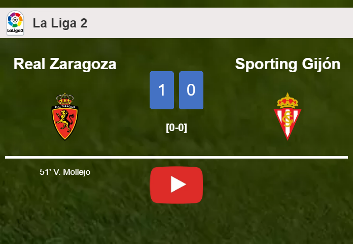 Real Zaragoza conquers Sporting Gijón 1-0 with a goal scored by V. Mollejo. HIGHLIGHTS