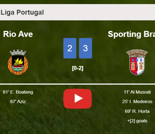 Sporting Braga conquers Rio Ave 3-2. HIGHLIGHTS