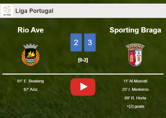 Sporting Braga conquers Rio Ave 3-2. HIGHLIGHTS