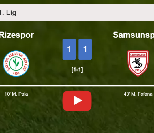Rizespor and Samsunspor draw 1-1 on Sunday. HIGHLIGHTS