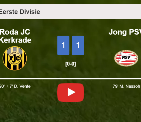 Roda JC Kerkrade snatches a draw against Jong PSV. HIGHLIGHTS