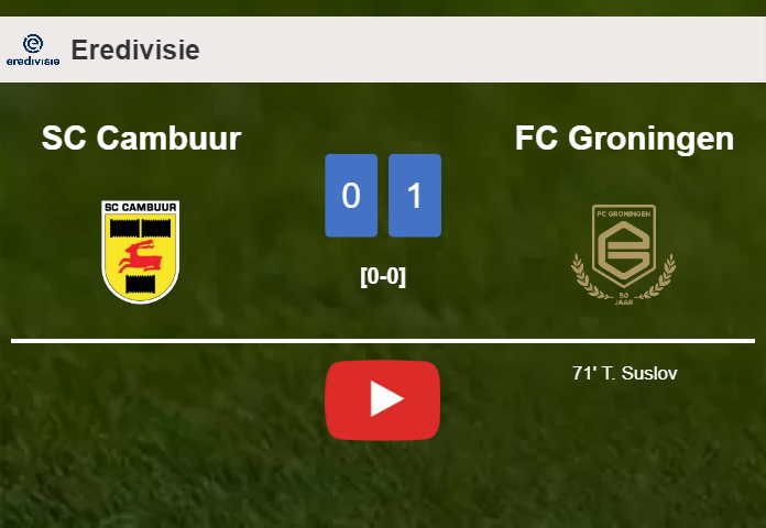 FC Groningen prevails over SC Cambuur 1-0 with a goal scored by T. Suslov. HIGHLIGHTS