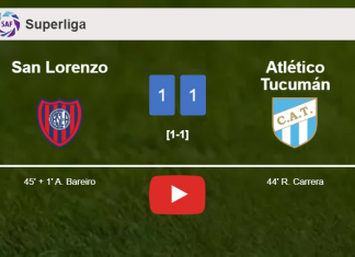 San Lorenzo and Atlético Tucumán draw 1-1 on Saturday. HIGHLIGHTS