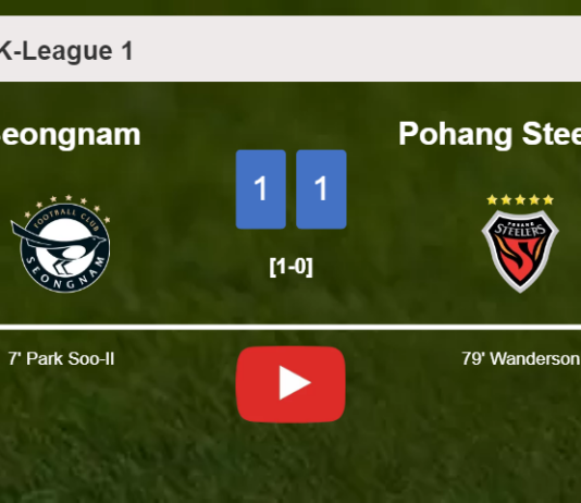 Seongnam and Pohang Steelers draw 1-1 on Sunday. HIGHLIGHTS