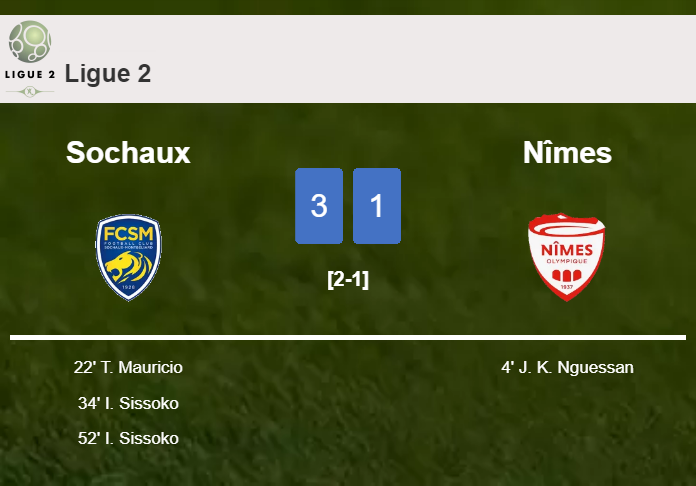 Sochaux beats Nîmes 3-1 after recovering from a 0-1 deficit