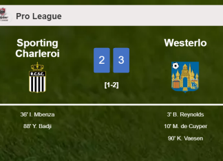 Westerlo tops Sporting Charleroi 3-2