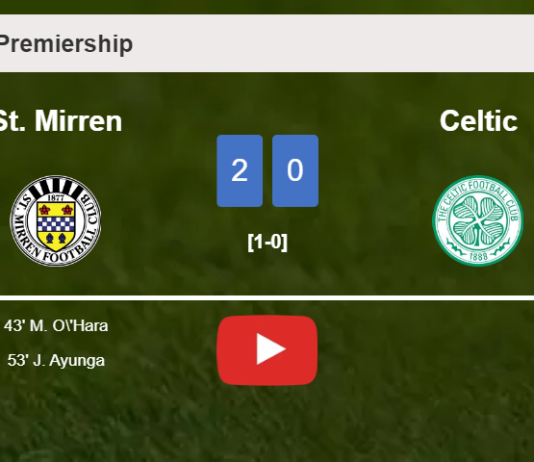 St. Mirren overcomes Celtic 2-0 on Sunday. HIGHLIGHTS