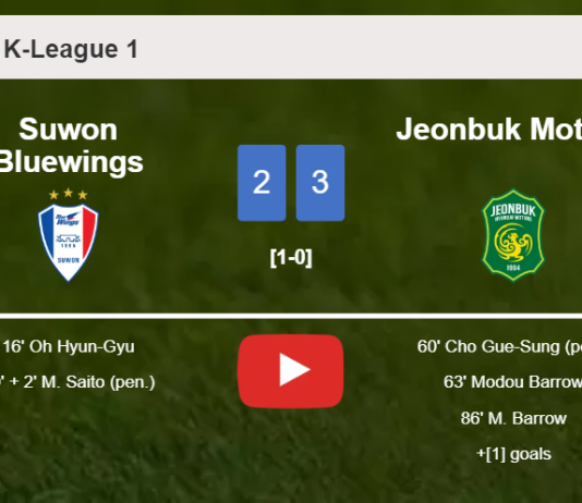 Jeonbuk Motors beats Suwon Bluewings 3-2. HIGHLIGHTS
