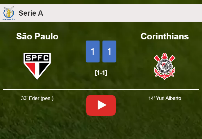 São Paulo and Corinthians draw 1-1 on Sunday. HIGHLIGHTS