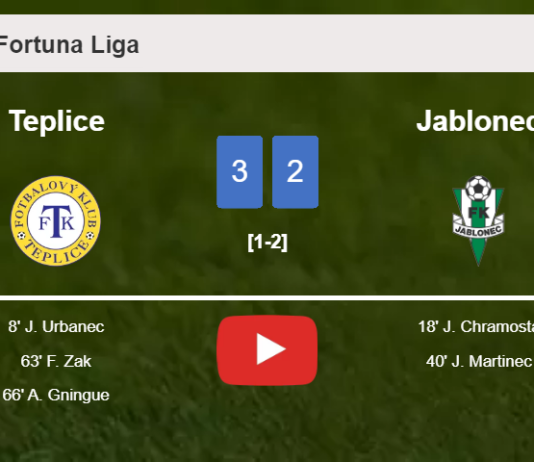 Teplice defeats Jablonec after recovering from a 1-2 deficit. HIGHLIGHTS