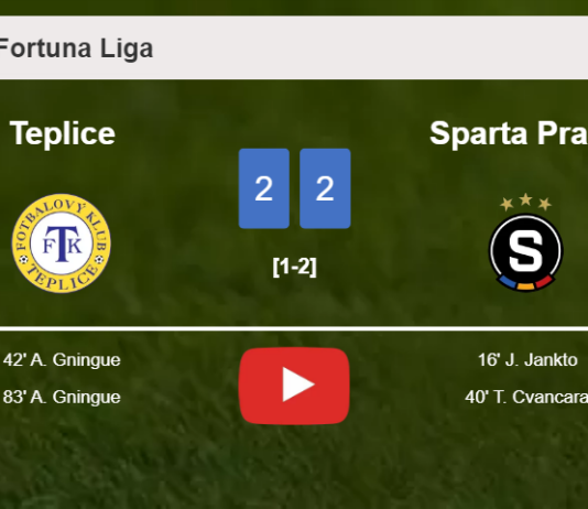 Teplice manages to draw 2-2 with Sparta Praha after recovering a 0-2 deficit. HIGHLIGHTS