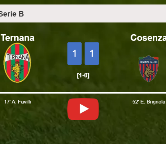 Ternana and Cosenza draw 1-1 on Saturday. HIGHLIGHTS
