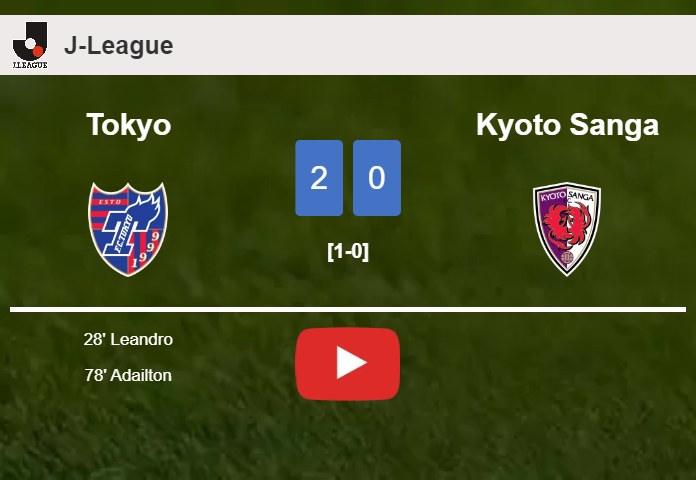 Tokyo defeats Kyoto Sanga 2-0 on Sunday. HIGHLIGHTS