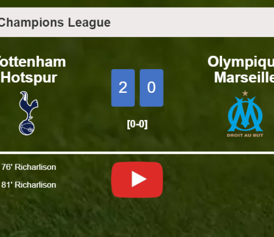 R.  scores a double to give a 2-0 win to Tottenham Hotspur over Olympique Marseille. HIGHLIGHTS