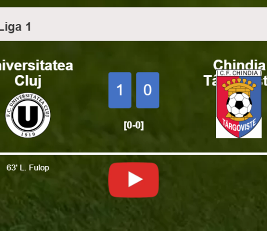 Universitatea Cluj overcomes Chindia Târgovişte 1-0 with a goal scored by L. Fulop. HIGHLIGHTS