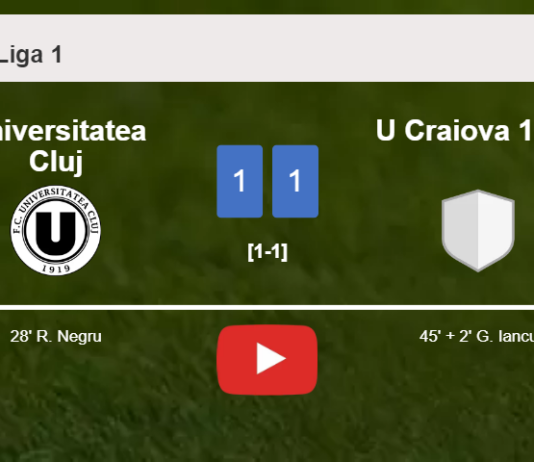 Universitatea Cluj and U Craiova 1948 draw 1-1 on Friday. HIGHLIGHTS
