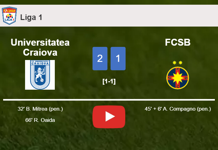 Universitatea Craiova overcomes FCSB 2-1. HIGHLIGHTS