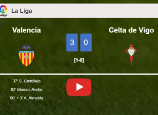 Valencia conquers Celta de Vigo 3-0. HIGHLIGHTS