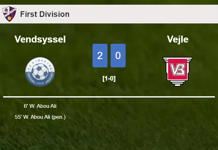 W. Abou scores a double to give a 2-0 win to Vendsyssel over Vejle