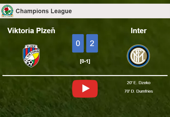 Inter tops Viktoria Plzeň 2-0 on Tuesday. HIGHLIGHTS