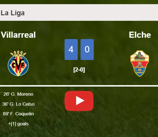 Villarreal demolishes Elche 4-0 with a superb match. HIGHLIGHTS