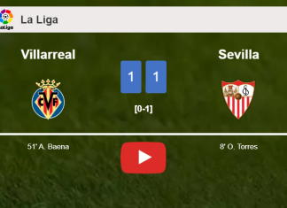 Villarreal and Sevilla draw 1-1 on Sunday. HIGHLIGHTS