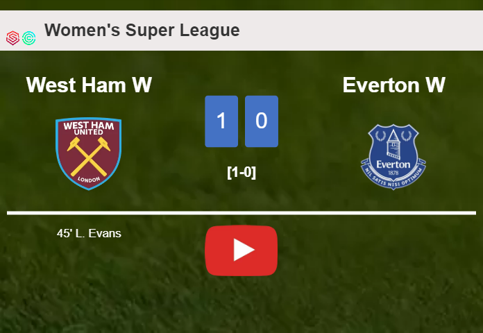 West Ham defeats Everton 1-0 with a goal scored by L. Evans. HIGHLIGHTS