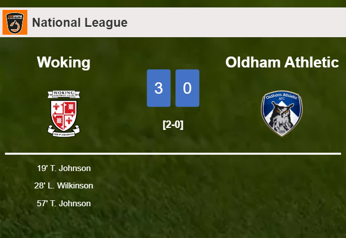 Woking crushes Oldham Athletic with 2 goals from T. Johnson