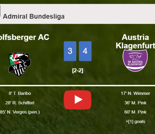 Austria Klagenfurt beats Wolfsberger AC 4-3. HIGHLIGHTS