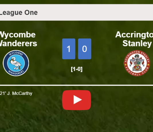 Wycombe Wanderers overcomes Accrington Stanley 1-0 with a goal scored by J. McCarthy. HIGHLIGHTS