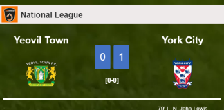 York City tops Yeovil Town 1-0 with a goal scored by L. N.
