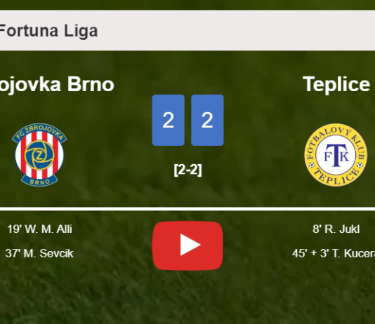 Zbrojovka Brno and Teplice draw 2-2 on Saturday. HIGHLIGHTS