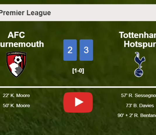 Tottenham Hotspur defeats AFC Bournemouth after recovering from a 2-0 deficit. HIGHLIGHTS