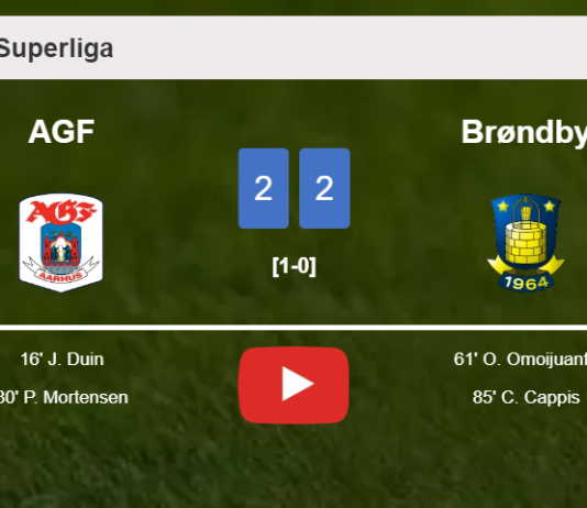 AGF and Brøndby draw 2-2 on Sunday. HIGHLIGHTS