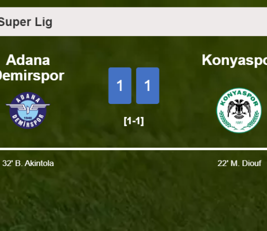 Adana Demirspor and Konyaspor draw 1-1 on Sunday