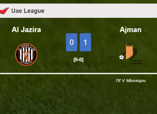 Ajman defeats Al Jazira 1-0 with a goal scored by V. Mboungou