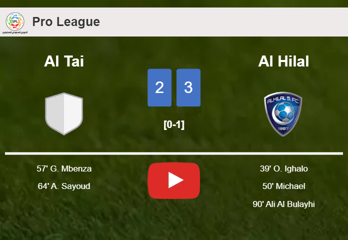 Al Hilal tops Al Tai 3-2. HIGHLIGHTS