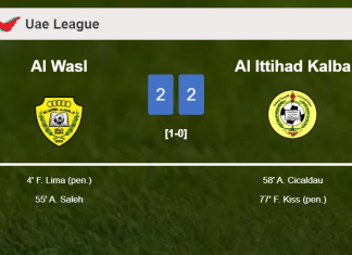 Al Ittihad Kalba manages to draw 2-2 with Al Wasl after recovering a 0-2 deficit
