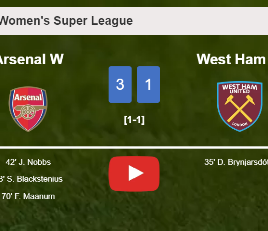 Arsenal prevails over West Ham 3-1 after recovering from a 0-1 deficit. HIGHLIGHTS