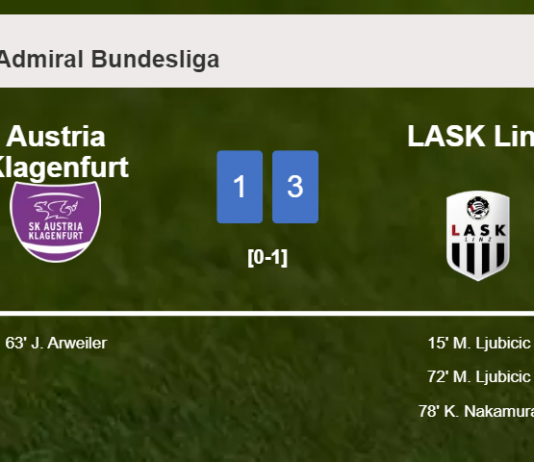LASK Linz defeats Austria Klagenfurt 3-1