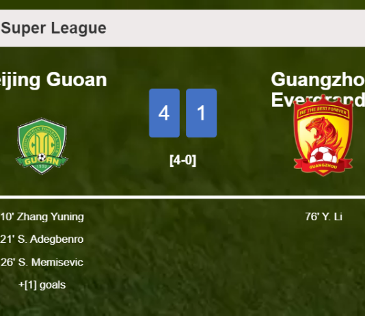 Beijing Guoan obliterates Guangzhou Evergrande 4-1 with a great performance