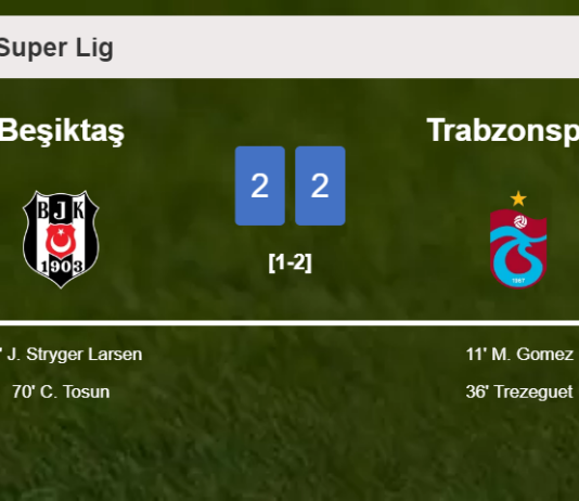 Beşiktaş and Trabzonspor draw 2-2 on Sunday