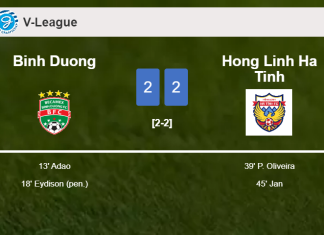 Hong Linh Ha Tinh manages to draw 2-2 with Binh Duong after recovering a 0-2 deficit