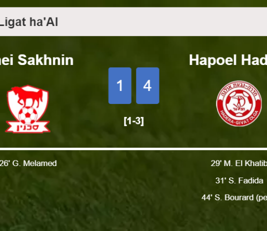Hapoel Hadera beats Bnei Sakhnin 4-1 after recovering from a 0-1 deficit