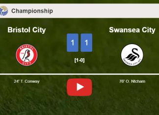 Bristol City and Swansea City draw 1-1 on Saturday. HIGHLIGHTS